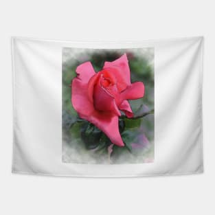 Red Rose Bud In Watercolor Tapestry