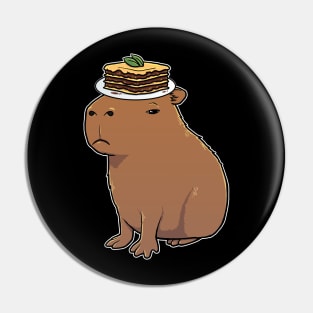 Capybara with Lasagna on its head Pin