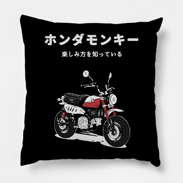 Japanese Honda Monkey Dark edition Pillow by Hilmay