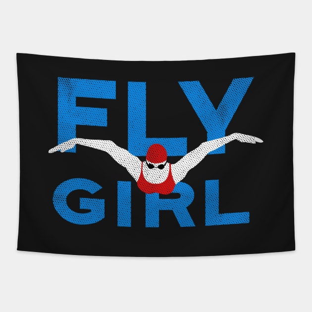 Fly Girl Women Swimming Tapestry by atomguy