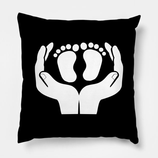 Hands holding baby feet silhouette Pillow by All About Nerds