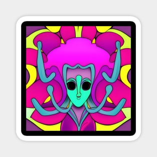 Psychedelic Alien Design | AI Generated Art by @remlorart Magnet