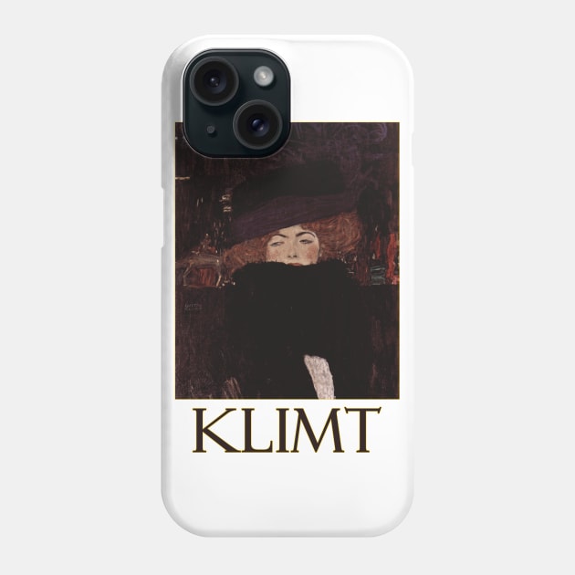 Lady with Hat and Feather Boa by Gustav Klimt Phone Case by Naves