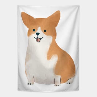 Cute Corgi Watercolor Illustration Tapestry