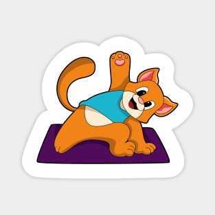 Cat at Yoga with Yoga mat Magnet