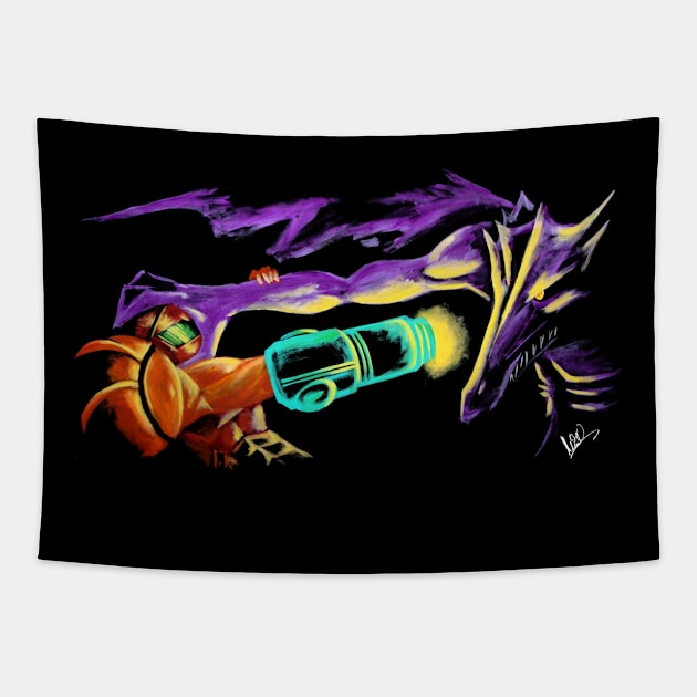 Samus Vs Ridley Tapestry by Mimiluvbug