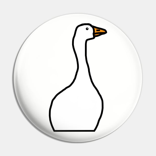 White Gaming Goose with Hidden Feet Pin by ellenhenryart
