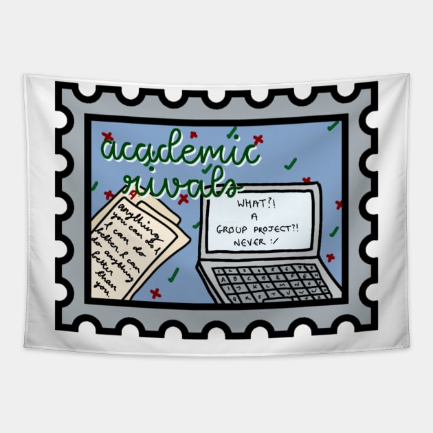 Academic Rivals Postage Stamp Tapestry by TheHermitCrab