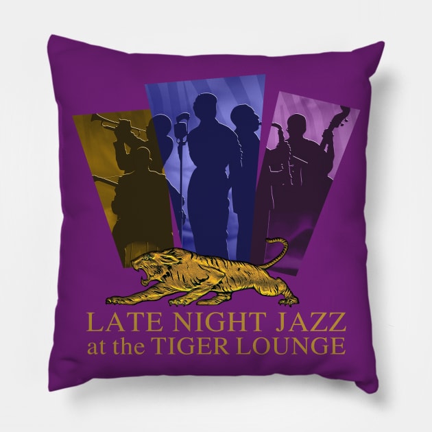 Late Night Jazz At The Tiger Lounge Pillow by PLAYDIGITAL2020