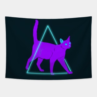 Purple Vaporwave cat Tapestry