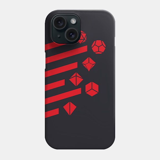 Minimalist Polyhedral Dice Set Red Tabletop RPG Phone Case by dungeonarmory