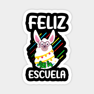 Llama Feliz 100 dias de escuela - 100 days of school Spanish Magnet