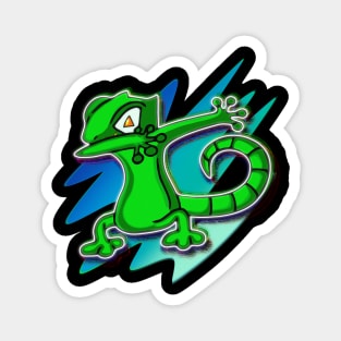 Dabbing Gecko Jack O Lantern Eyes Halloween Trick Or Treat Graphic Illustration Novelty Magnet