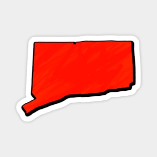 Bright Red Connecticut Outline Magnet