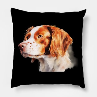 Watercolor Brittany Spaniel Face Pillow