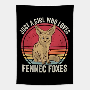 Just A Girl Who Loves Fennec Fox Vintage Retro Tapestry