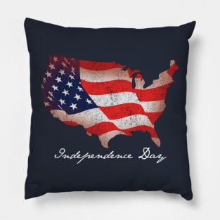 Independence Day USA Flag America Map Pillow