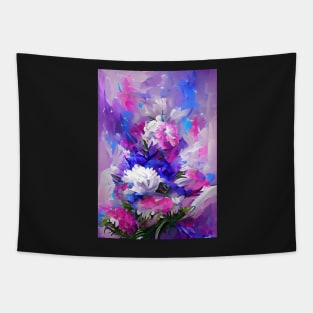 SURREAL PINK, BLUE  AND BLACK FLORAL PRINT Tapestry