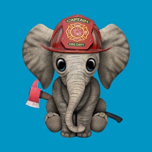 Cute Baby Elephant Firefighter T-Shirt