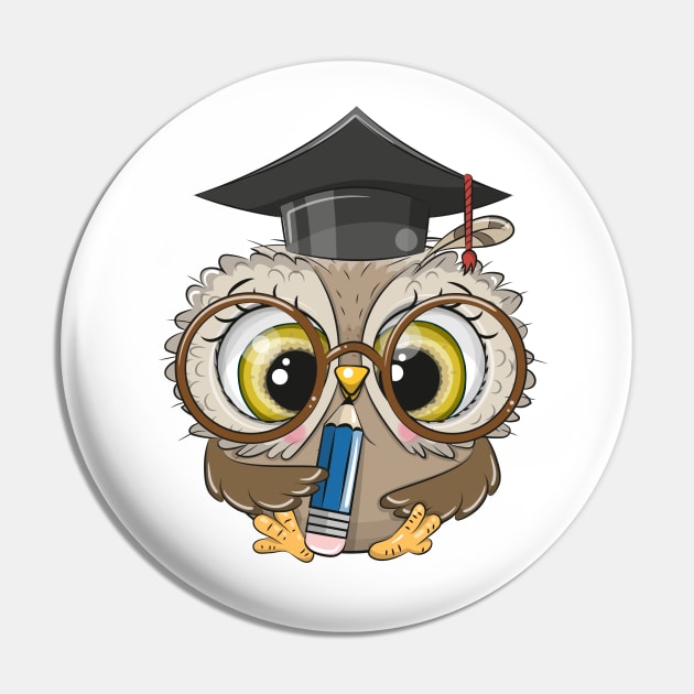Cute owl scientist in a professor's hat and pencil Pin by Reginast777