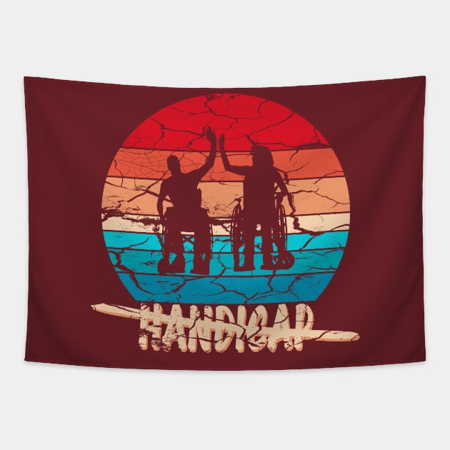 Handicap Multicolor Sunrise Vintage Tapestry by birdo