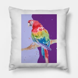 Parrot Watercolor Painting Macaw - Yellow Purple Pillow