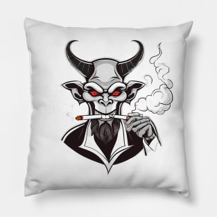 devil smoking a blunt cartoon design Pillow