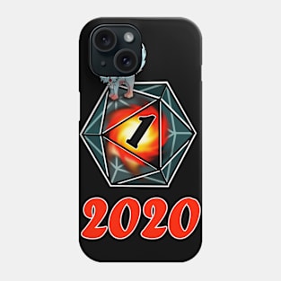 Fireball and a roll of 1 for 2020 on a dnd d20 Phone Case