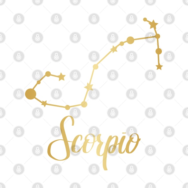 Scorpio Zodiac Constellation in Gold by Kelly Gigi