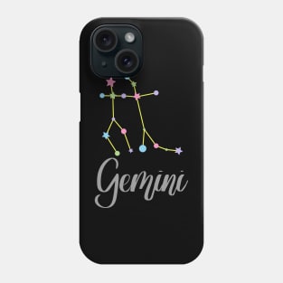 Gemini Zodiac Constellation in Pastels - Black Phone Case