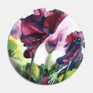 Cyclamen watercolor, pink flowers Pin