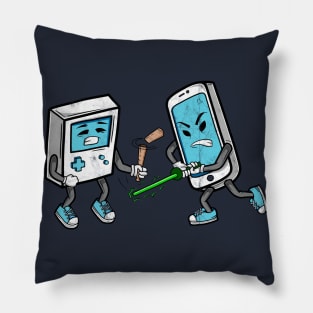 Gadget fight -  smartphone vs vintage game Pillow