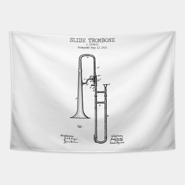 SLIDE TROMBONE patent Tapestry by Dennson Creative