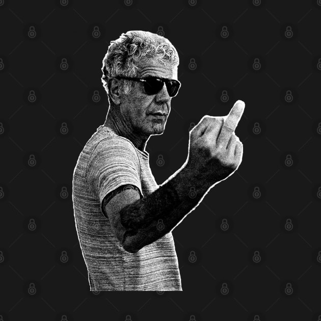 Anthony Bourdain middle finger pose by ohyeahh