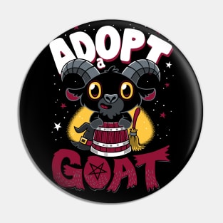 Adopt a Goat - Creepy Cute Cartoon Black Phillip - Kawaii Witchcore Pin