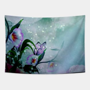 Flowers in the moonlight Tapestry