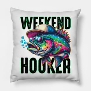 Weekend Hooker Colorful Fish Bass Fish Funny Dad Fishing Pillow