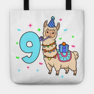 I am 9 with Lama - kids birthday 9 years old Tote