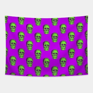 Green Skull Halloween Pattern Tapestry