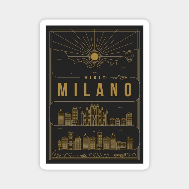 Milano Minimal Lineal Poster Magnet by kursatunsal