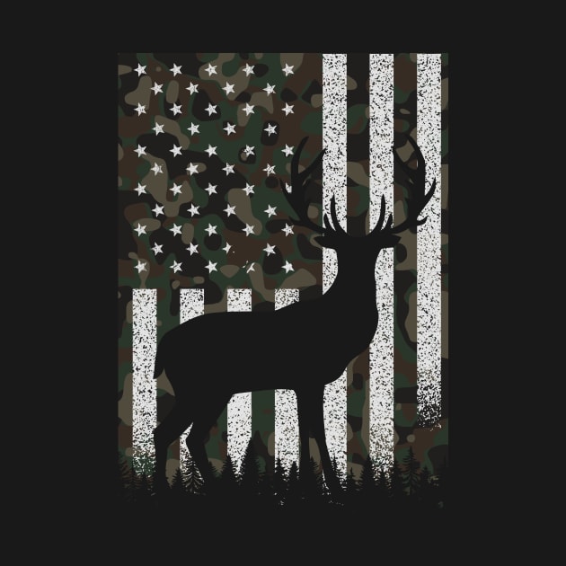 Deer Hunting Camo US Flag by mintipap