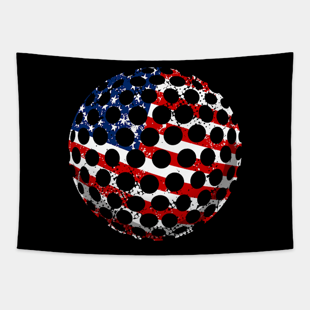 Golf American Flag 4Th Of July Tapestry by schaefersialice