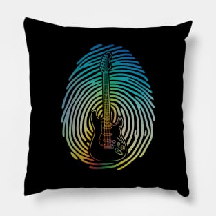 Fingerprint Electric Guitar Outline Colorful Theme Pillow