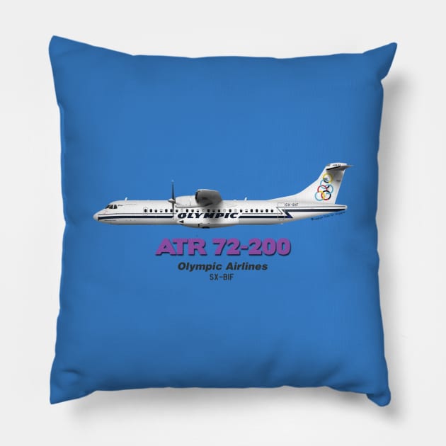 Avions de Transport Régional 72-200 - Olympic Airlines Pillow by TheArtofFlying
