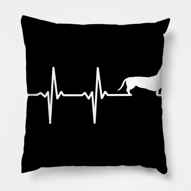 Dachshund Heartbeat Gift For Dachshund Lovers Pillow by OceanRadar