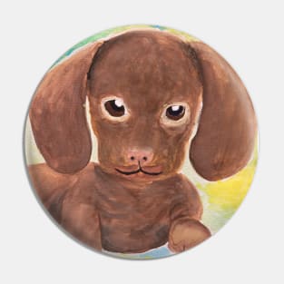 Watercolor cute dachshund puppy big eyes kawaii Pin