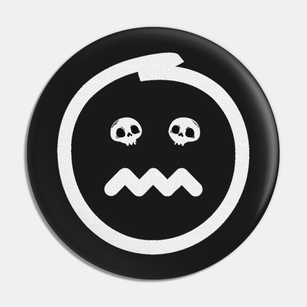 Angry emoji with skulls as eyes. Textured sad emoji face in white color on black background. Pin by Rebeldía Pura