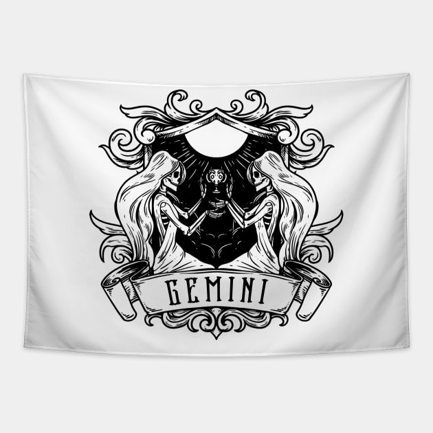 Zodiac Gimini Tapestry by Merilinwitch