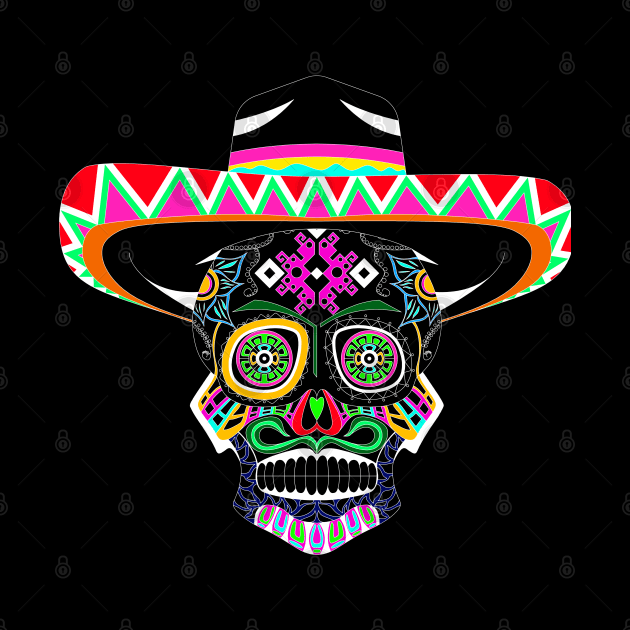 the catrina mariachi in mexican pattern ecopop by jorge_lebeau