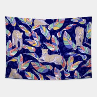 Navy Leopard Jungle Tapestry